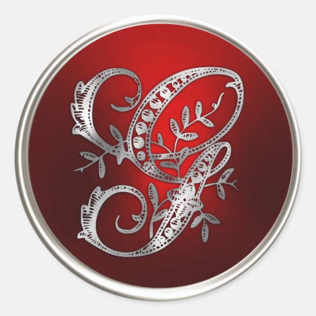 Silver and Red Monogram G Envelope Seal (Front)