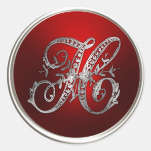 Silver and Red Monogram H Envelope Seal
