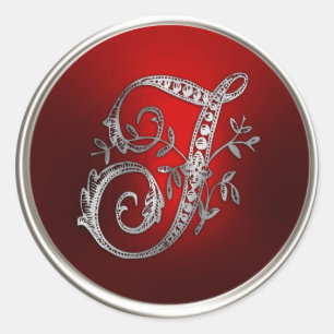 Silver and Red Monogram T Envelope Seal