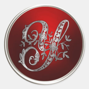 Silver and Red Monogram Y Envelope Seal