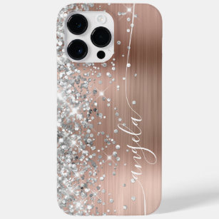 Silver and Rose Gold Glittery Glam Signature Case-Mate iPhone 14 Pro Max Case