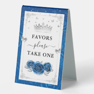 Silver and Royal Blue Roses Photo Template Favours