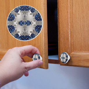Silver and Saphire Ceramic Knob