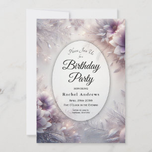 Silver and Soft Amethyst Winter Birthday Party Invitation