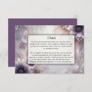 Silver and Soft Amethyst Winter Blooms Wedding Enclosure Card