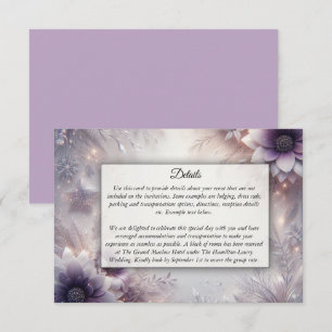 Silver and Soft Amethyst Winter Blooms Wedding Enclosure Card