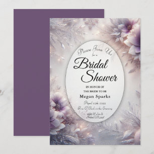 Silver and Soft Amethyst Winter Bridal Shower Invitation