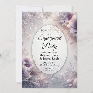 Silver and Soft Amethyst Winter Engagement Party Invitation