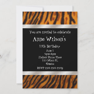 Silver and Tiger Girls Invitation