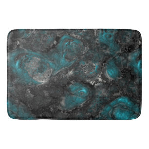 Silver and Turquoise Stone Abstract Bath Mat