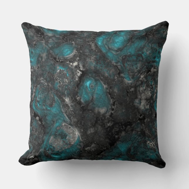 Silver and Turquoise Stone Abstract Cushion (Front)