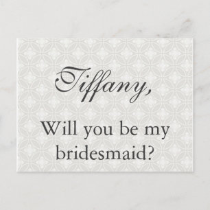Silver and White Be my bridesmaid Invitation Postcard