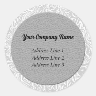 Silver  and White Business Address Lables Classic Round Sticker