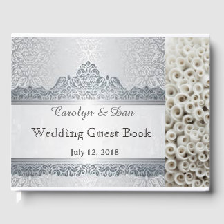 Silver and white customisable wedding guest book