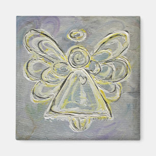 Silver and White Light Angel Magnet