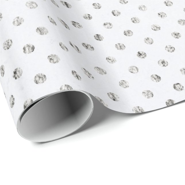 Silver And White MiniDots Wrapping Paper (Roll Corner)