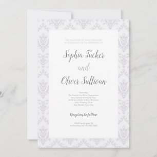 Silver and White Retro Wedding Invitation