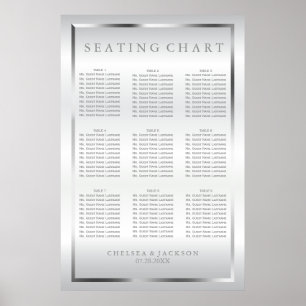 Silver and White Satin - 9 Seating Chart
