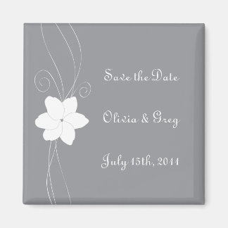 Silver and white save the date wedding magnet
