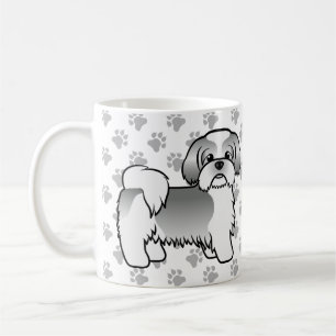 Silver And White Shih Tzu Cute Cartoon Dog Coffee Mug
