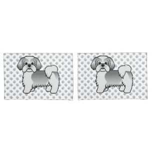 Silver And White Shih Tzu Cute Cartoon Dog Pillowcase