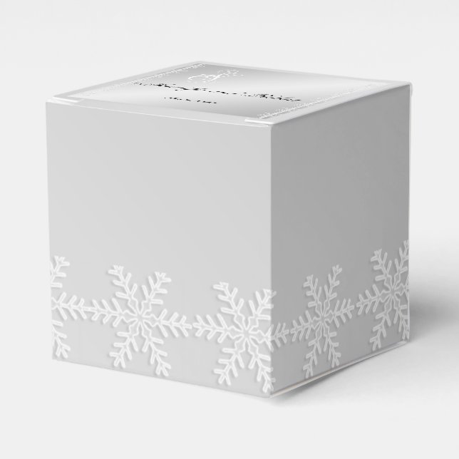 Silver and White Snowflake Winter Favour Box (Front Side)