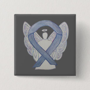 Silver Angel Awareness Ribbon Custom Art Pins