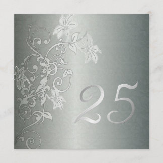 Silver Anniversary 25 Years Damask Flair Invitation