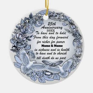 Silver Anniversary Ceramic Ornament