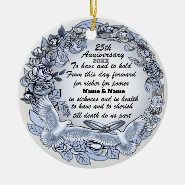 Silver Anniversary Ceramic Ornament (Front)