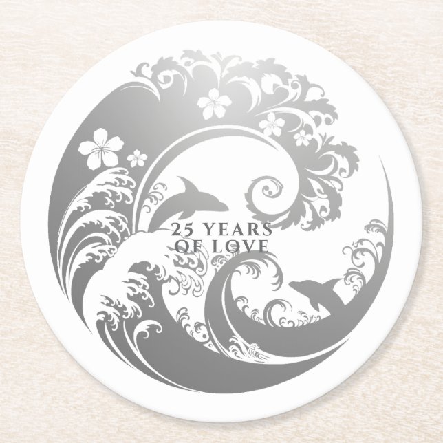 Silver Anniversary Gift for Parents Round Paper Coaster (Front)