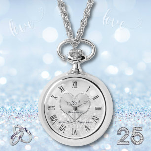 Silver Anniversary Gifts for Wife, Pendant Watch