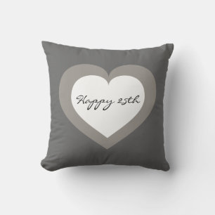 Silver Anniversary Heart Cushion