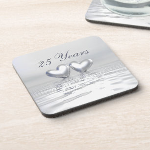 Silver Anniversary Hearts Coaster