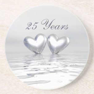Silver Anniversary Hearts Coaster