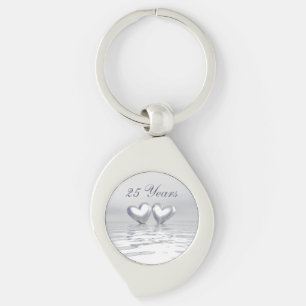 Silver Anniversary Hearts Key Ring