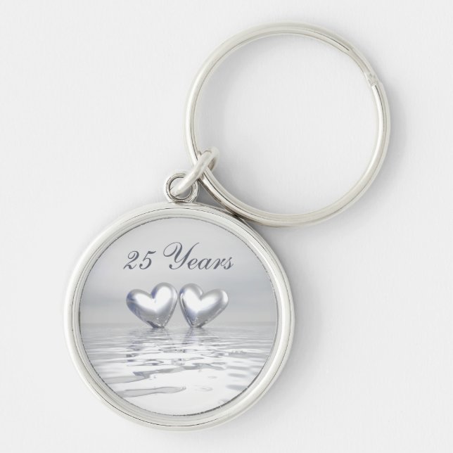 Silver Anniversary Hearts Key Ring (Front)