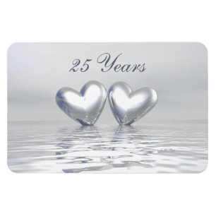 Silver Anniversary Hearts Magnet