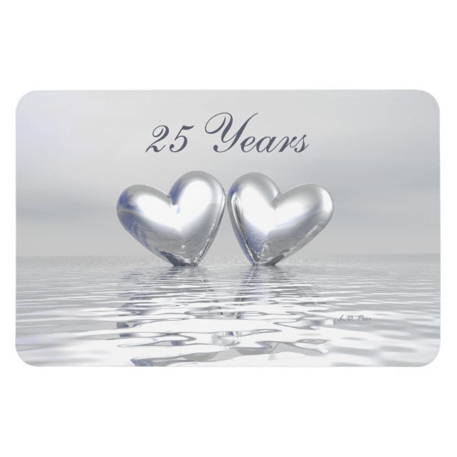 Silver Anniversary Hearts Magnet (Horizontal)