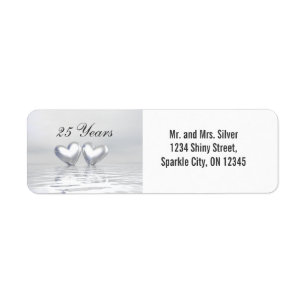 Silver Anniversary Hearts Return Address Label