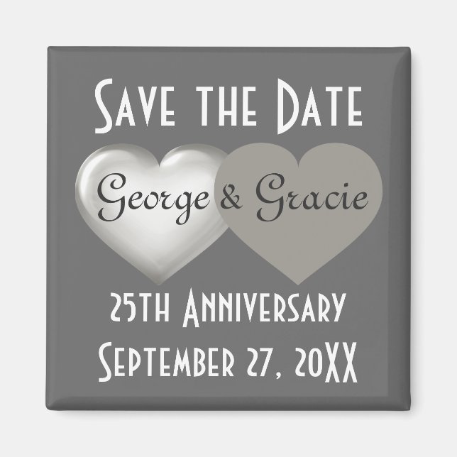 Silver Anniversary Save the Date Magnet (Front)