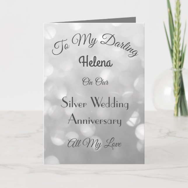 Silver Anniversary Wife Greeting Card. Card (Front)