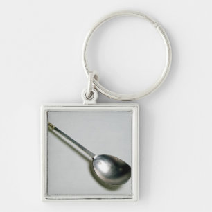 Silver apostle spoon with gold seal top, 1668 key ring