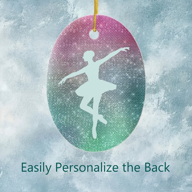 Silver Aqua Ballerina on Sparkle Ceramic Ornament (Creator Uploaded)