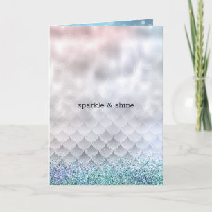 Silver Aqua Pink Purple Glitter Sparkle Mermaid Card