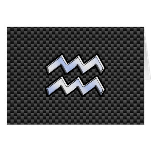 Silver Aquarius Zodiac Symbol Carbon Fibre Style