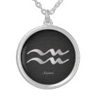 Silver Aquarius Zodiac Symbol