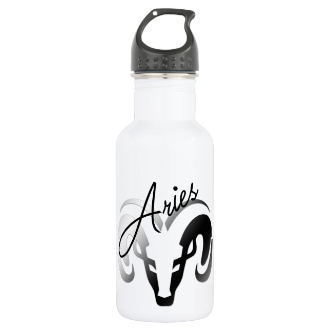Silver Aries the Ram Zodiac 532 Ml Water Bottle (Front)