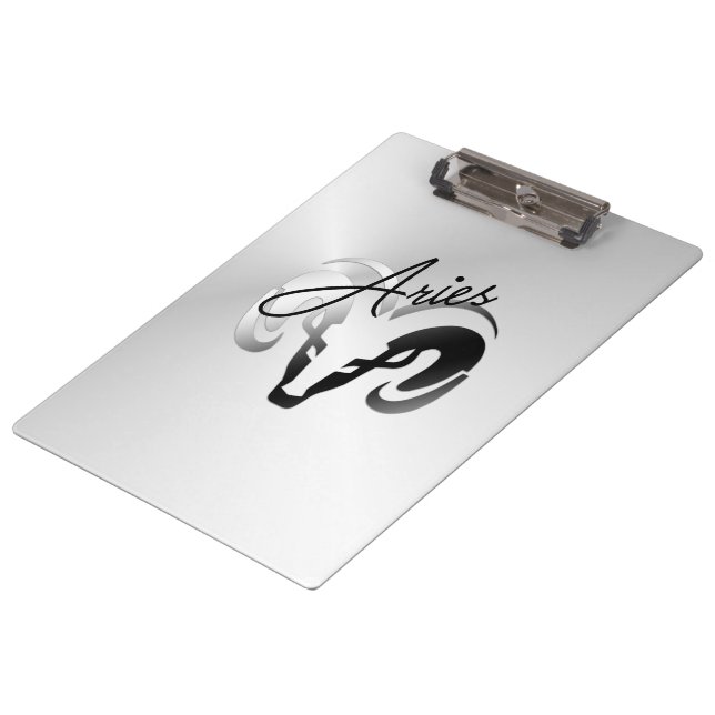 Silver Aries the Ram Zodiac Clipboard (Angled)