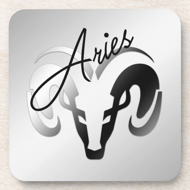 Silver Aries the Ram Zodiac Coaster (Front)